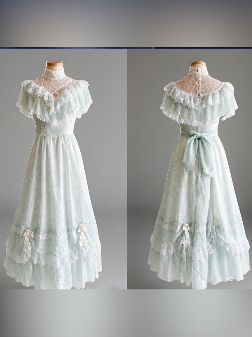 Rare VTG Gunne Sax Jessica McClintock Mint Prairie Lace Maxi Dress Cottagecore S
